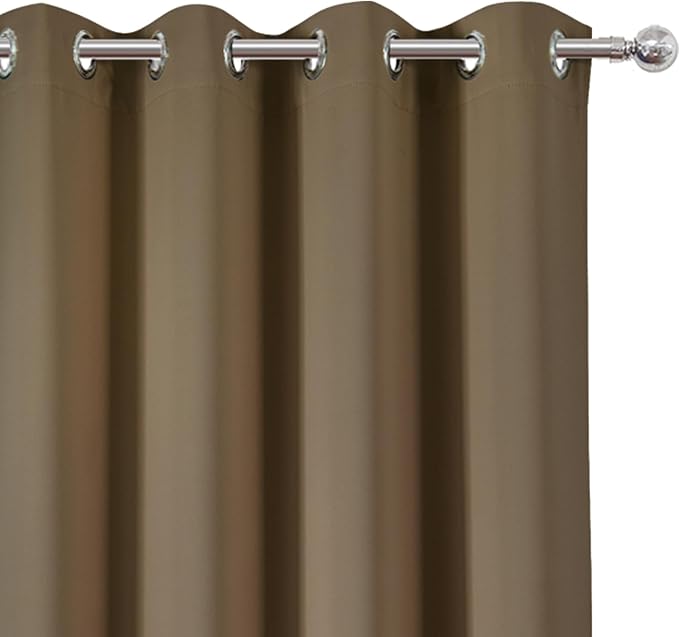 LEMOMO Blackout Curtains 52 x 84 inches Long Brown Curtains Set of 2 Panels Thermal Insulated Room Darkening Curtains for Bedroom