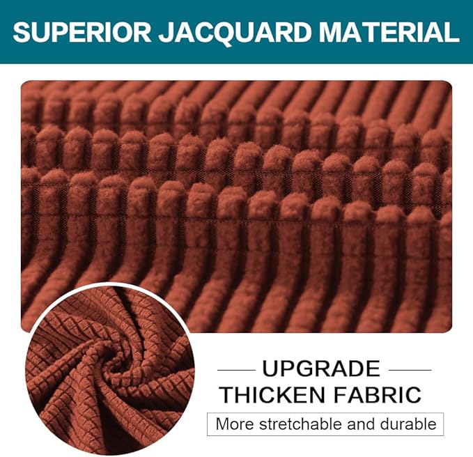 Turquoize 2 Piece Chair Covers Chair Slipcovers for Living Room Armchair Couch Cover Chair Sofa Cover with Individual Cushion Covers Furniture Cover for Chairs Feature Jacquard Fabric (Chair, Rust)