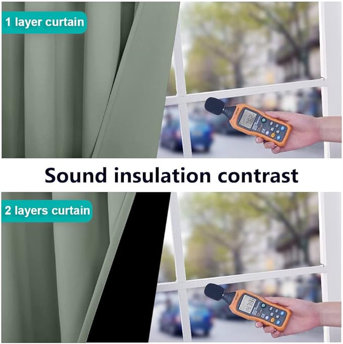 NICETOWN Greyish Green 100% Blackout Curtains 45 inches Long, 2 Thick Layers Completely Blackout Window Treatment Thermal Insulated Lined Drapes for Small Window (1 Pair, 52 inches Width Each Panel)