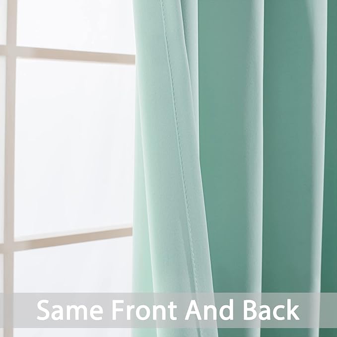 Yakamok Blackout Curtains Room Darkening Thermal Insulated Window Panels,Solid Grommet Top Drapes for Bedroom/Living Room(70Wx84L, Aqua, 2 Panels)