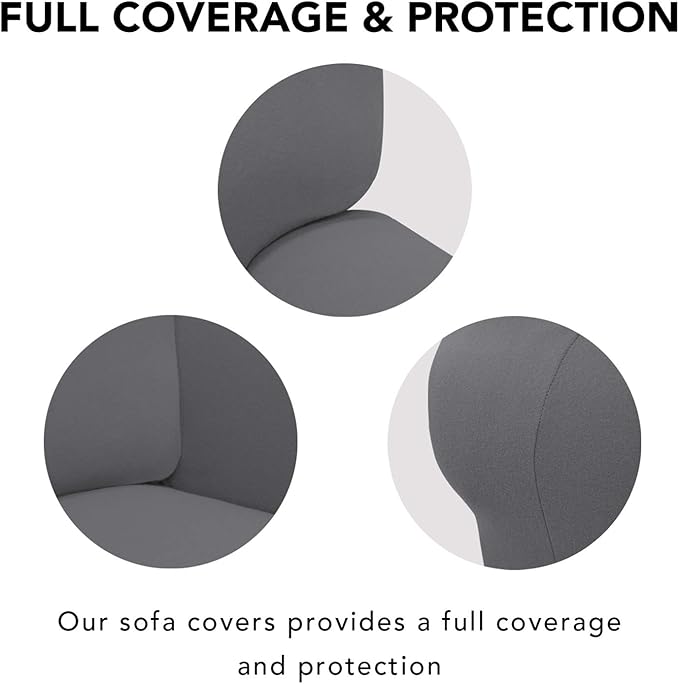 PureFit Super Stretch Sofa Slipcover – Spandex Non Slip Soft Couch Sofa Cover, Washable Furniture Protector with Non Skid Foam and Elastic Bottom for Kids, Pets （Oversized Sofa, Gray ）