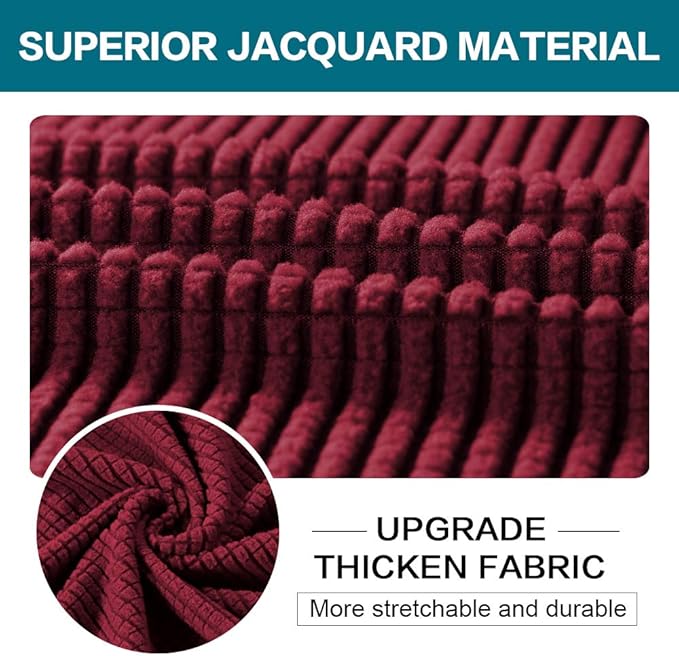Turquoize 4 Piece Sofa Covers for 3 Cushion Couch Sofa Slipcover Soft Couch Cover for Dogs-Washable Sofa Furniture Covers with 3 Individual Cushion Covers,Jacquard Fabric(3 Cushion Sofa, Burgundy)