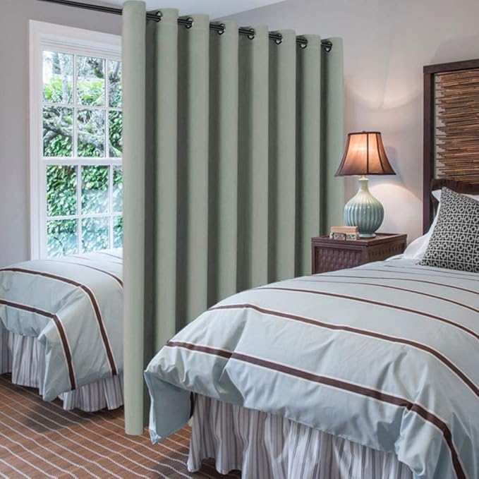 H.VERSAILTEX Blackout Patio Curtains 100 x 84 Inches for Sliding Door Extral Wide Blackout Curtain Panels Thermal Insulated Room Divider - Grommet Top, 7' Tall by 8.5' Wide - Light Sage