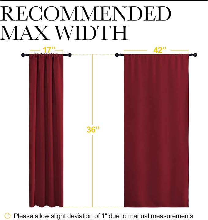 NICETOWN 36 inch Curtains for Small Windows, Thermal Insulated Privacy Short Drapes for Kitchen Bathroom (Set of 2, Burgundy Red, 42 in x 36 in (W x L))
