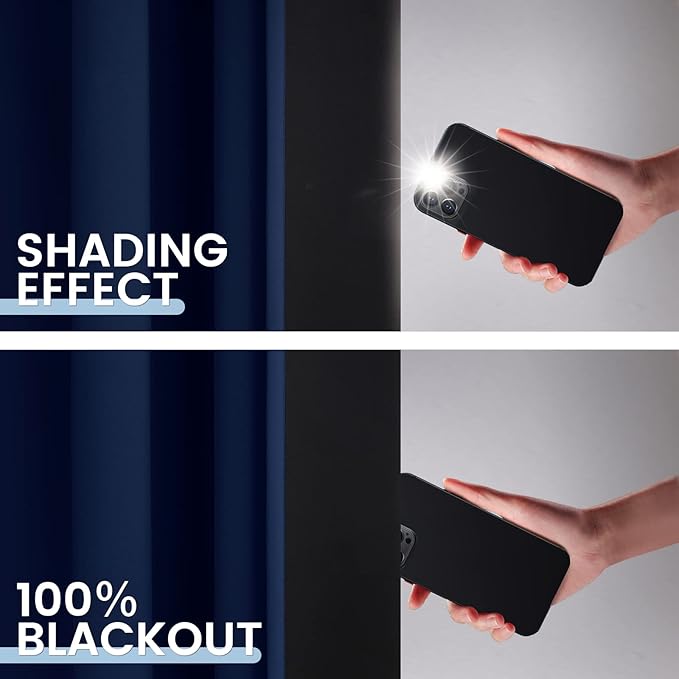 SimpleHome 100% Blackout Curtains for Bedroom,Thermal Insulated Grommet Window Drapes Room Darkening Navy Blue Curtains for Living Room with Black Back,52 x 63 Inch,2 Panels