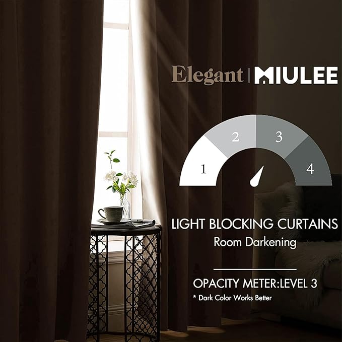 MIULEE Blackout Curtains for Bedroom Living Room Thermal Insulated Room Darkening Grommet Top Solid Light Blocking Drapery Set of 2 Window Panels 52 x 104 Inches Beige