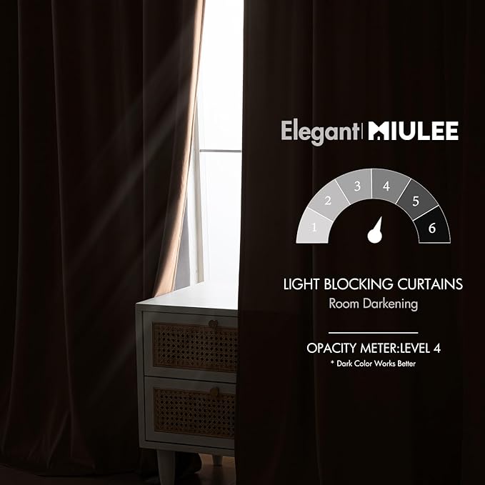 MIULEE Blush Beige Velvet Curtains 96 inches - Luxury Blackout Curtains for Bedroom Living Room Thermal Insulated Super Soft Window Drapes Rod Pocket & Back Tab, W52 x L96 inches, 2 Panels