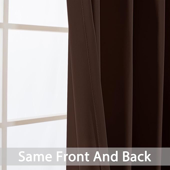 Yakamok Blackout Curtains for Bedroom 2 Panels Set 84 Inch Length Thermal Insulated Room Darkening Dark Black Out Drapery Grommet Window Treatments Drapes for Living Room, 70x84, Chocolate Brown
