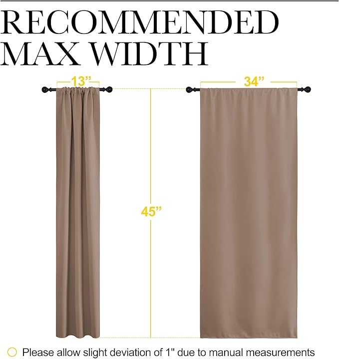 NICETOWN Kitchen Window Blackout Curtains - Window Treatment Thermal Insulated Rod Pocket Small Blackout Draperies/Drapes for Bedroom/Kitchen (Cappuccino, Set of 2, 34 inches Wide by 45 inches Long)