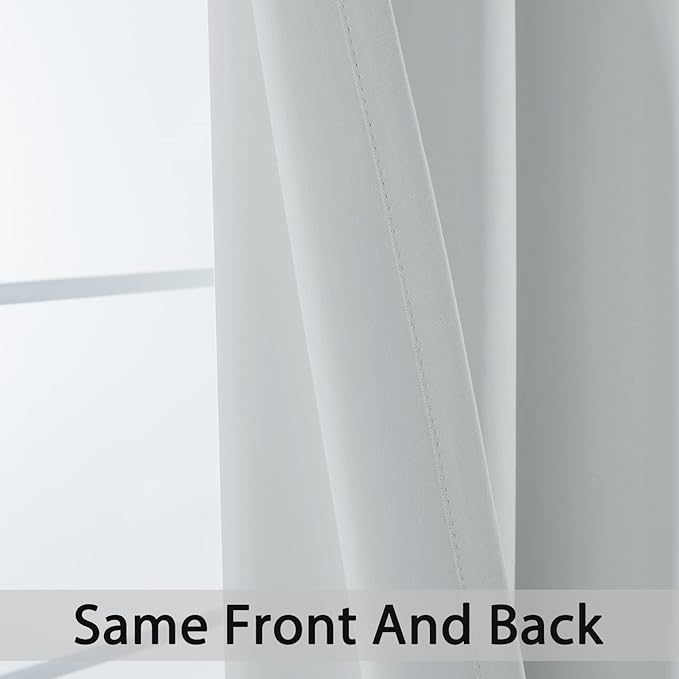 Yakamok 63 Inch Length Room Darking Curtains for Bedroom, Light Blocking Drapes Room Darkening Thermal Insulated Solid Grommet Panels for Living Room(38Wx63L, Greyish White, 2 Panels)