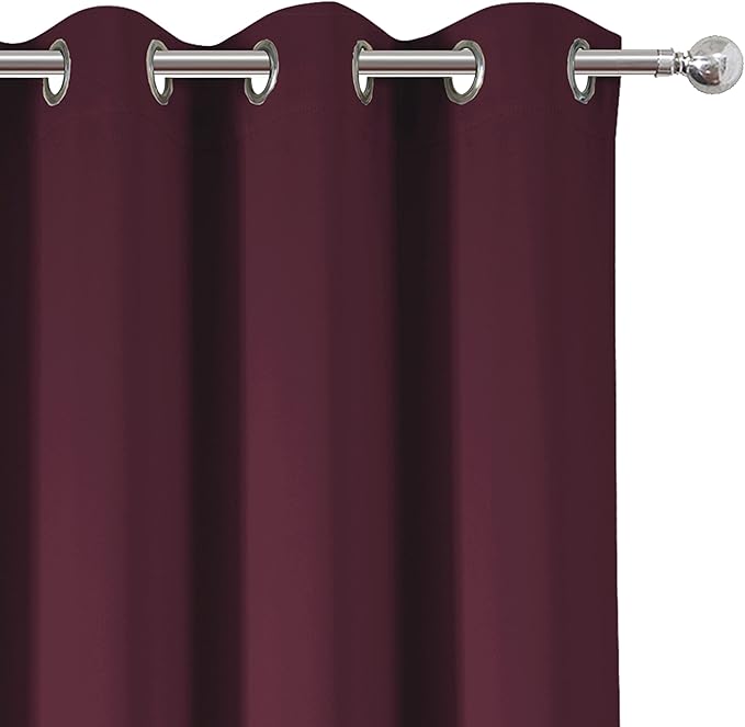 LEMOMO Burgundy Red Thermal Blackout Curtains/52 x 95 Inch/Set of 2 Panels Room Darkening Curtains for Bedroom