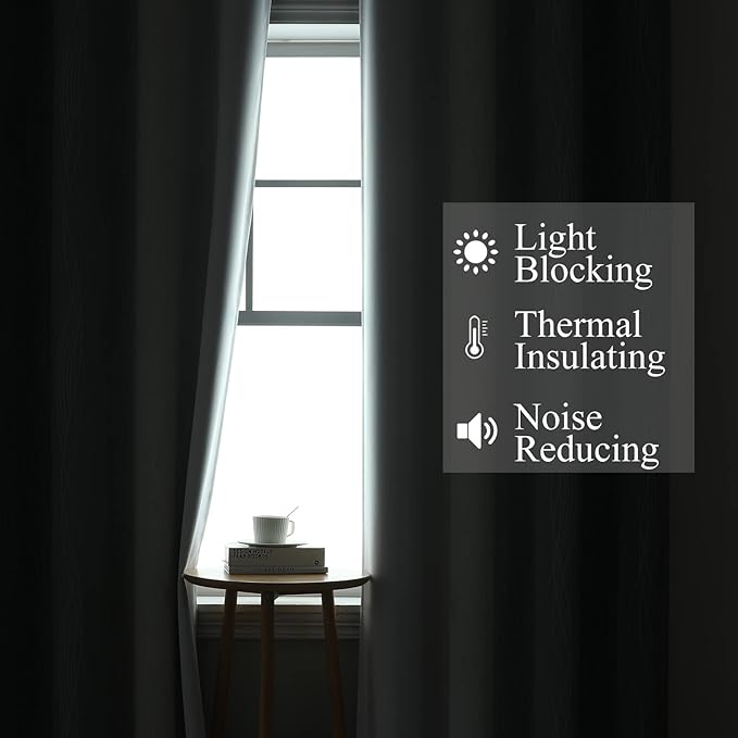 Estelar Textiler Grey and Greyish White Ombre Blackout Curtains 90 Inches Long 2 Panels Set, Thermal Insulated Drapes for Bedroom, Full Room Darkening Gray Grommet Curtains for Living Room,52Wx90L