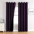 ChrisDowa 100% Blackout Curtains 90 inch Long for Bedroom with Black Liner, 2 Thick Layers Total Blackout Thermal Insulated Grommet Long Window Curtains 2 Panels Set (Royal Purple, 52 x 90 Inch)