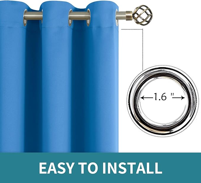 BGment Room Darkening Curtains 54 Inches Long - Grommet Thermal Insulated Drapes Window Treatment Curtains for Bedroom, 2 Panels, 52 x 54 Inch, Classic Blue