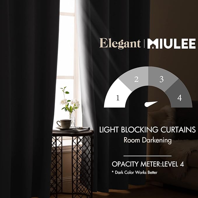 MIULEE Blackout Curtains 84 inch Long 2 Panels Burg Room Darkening Thermal Insulated Drapes Solid Window Treatment Set Grommet Top Light Blocking Curtain for Living Room/Bedroom Grey