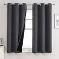 ChrisDowa 100% Blackout Curtains 63 inch Long for Bedroom with Black Liner, 2 Thick Layers Total Blackout Thermal Insulated Grommet Window Curtains 2 Panels Set (Dark Grey, 38 x 63 Inch)