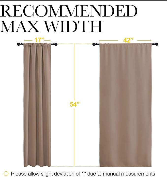 NICETOWN Kitchen Window Blackout Curtains - Window Treatment Thermal Insulated Rod Pocket Small Blackout Draperies/Drapes for Bedroom/Kitchen (Cappuccino, Set of 2, 42 inches Wide by 54 inches Long)