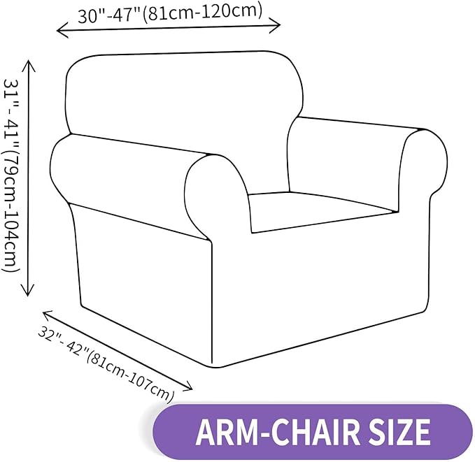 ZNSAYOTX Chair Cover with Arms (30"-47"), New Striped Sofa Chair Covers for Living Room, Dogs Pet Friendly Anti-Slip Chair Protector Spandex Armchair Slipcovers (Rose, Chair)