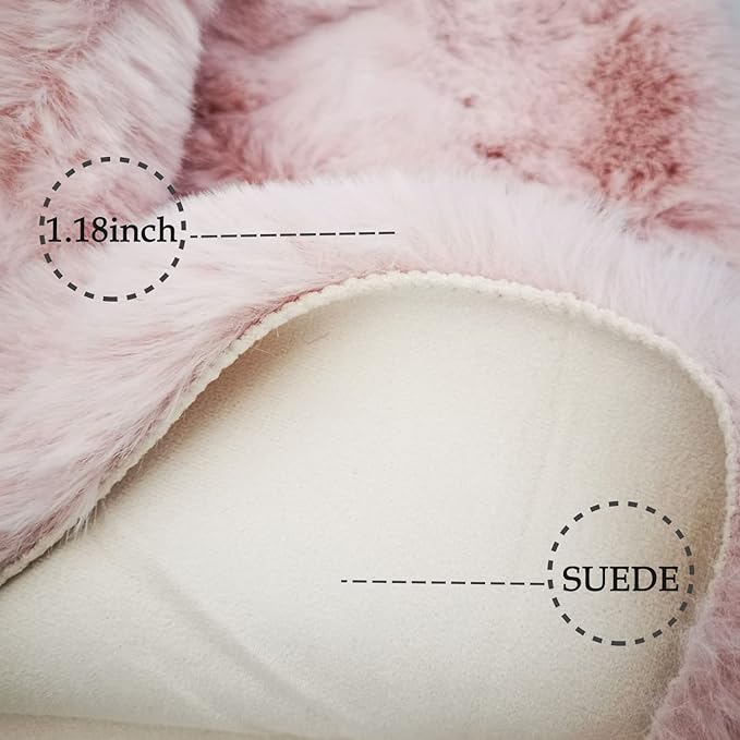 Ghouse Ultra Soft Faux Rabbit Fur Rug 5x7, Machine Washable Area Rugs for Bedroom Fluffy Rugs for Living Room, no-Shedding Carpet Sheepskin Rug Pink