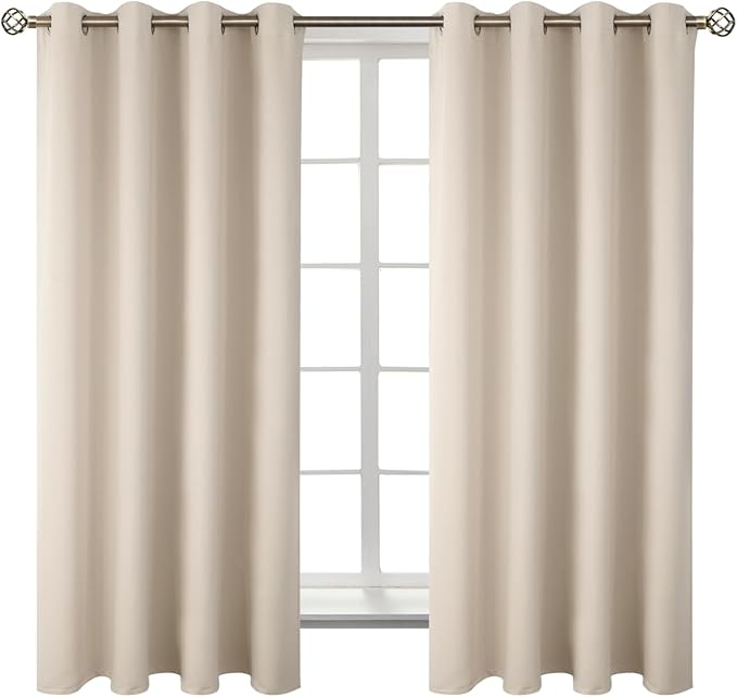 BGment Blackout Curtains - Grommet Thermal Insulated Room Darkening Bedroom and Living Room Curtains, Set of 2 Panels (52 x 63 Inch, Champagne)