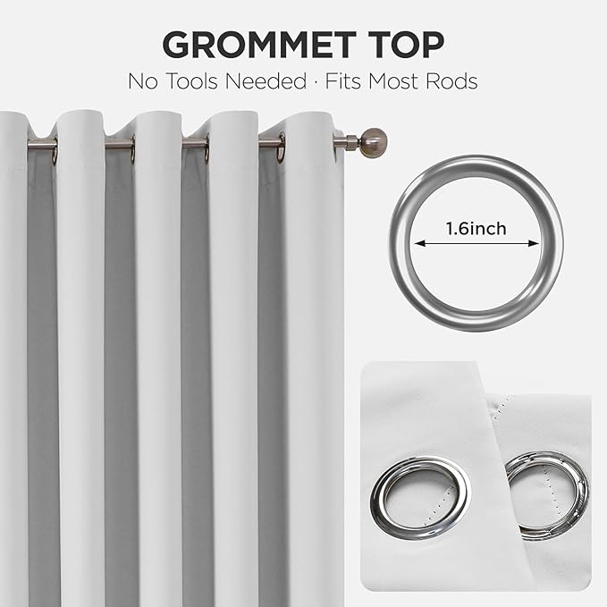 Joydeco Blackout Door Curtain for Doorway Privacy 78 Inches Long, Grommet Closet Curtain for Open Closet, Room Divider for Bedroom Living Room (Greyish White 52Wx78L, 1 Panel)
