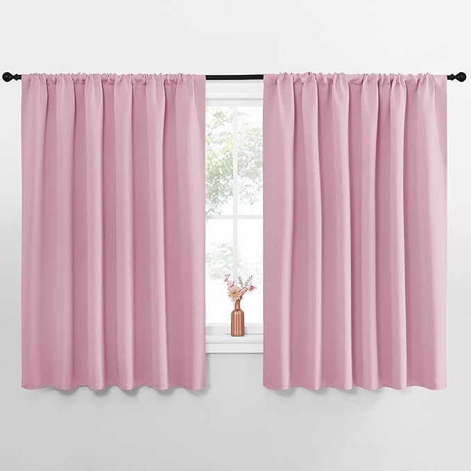NICETOWN Blackout Curtains for Bedroom, Blackout Curtain Panels, Rouge Pink, 1 Pair, 70 by 63-inch, Window Treatment Energy Saving Thermal Insulated Solid Rod Pocket Blackout Drapes/Draperies
