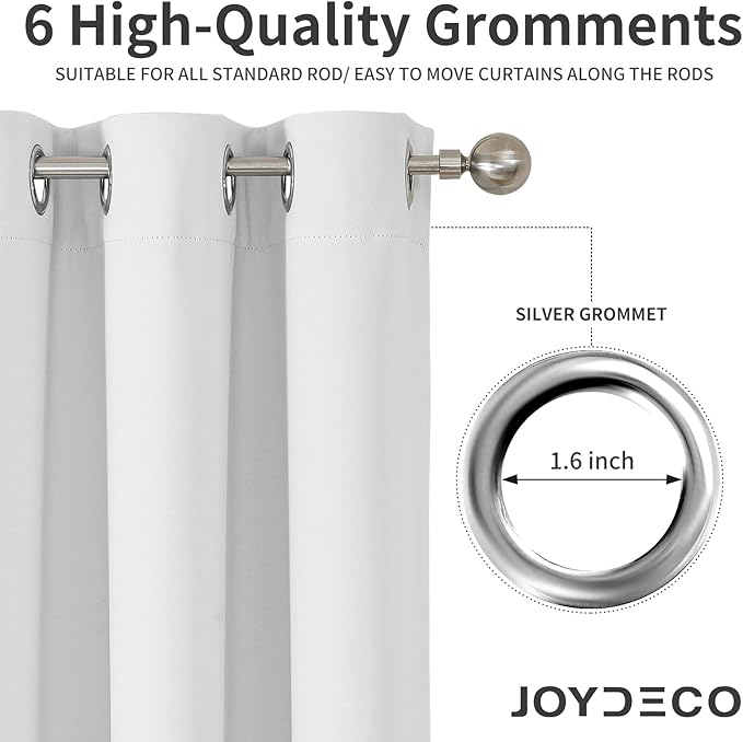 Joydeco Blackout Curtains 108 Inches Long 2 Panels Set, Thermal Insulated Long Curtains& Drapes 2 Burg, Room Darkening Drapes for Bedroom Living Room Window (Greyish White, W37 x L108 Inch)