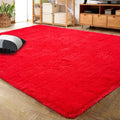 LOCHAS Ultra Soft Indoor Modern Area Rugs Fluffy Living Room Carpets for Children Bedroom Home Decor Nursery Rug 3x5 Feet, Red
