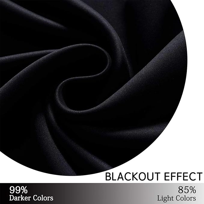 Yakamok Blackout Curtains for Bedroom - Grommet Thermal Insulated Room Darkening Curtains for Living Room, Set of 2 Panels (38 x 54Inch, Black)