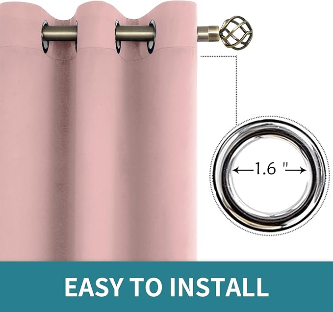 BGment Room Darkening Curtains 72 Inches Long - Grommet Thermal Insulated Drapes Window Treatment Curtains for Bedroom, 2 Panels, 42 x 72 Inch, Baby Pink