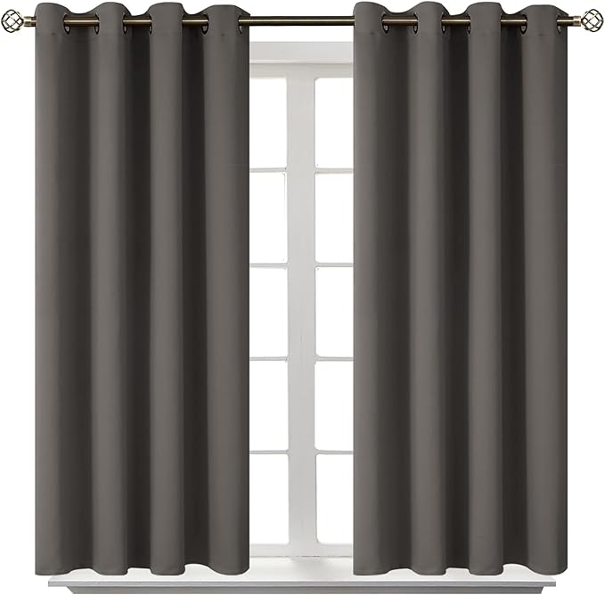 BGment Blackout Curtains for Bedroom - Grommet Thermal Insulated Room Darkening Curtains for Living Room, Set of 2 Panels (52 x 54 Inch, Grey)