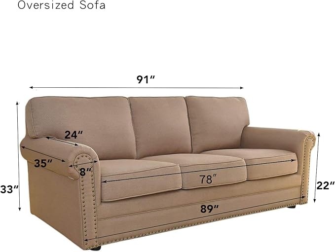 Easy-Going Stretch Oversized Sofa Slipcover 1-Piece Sofa Cover Furniture Protector Couch Soft with Elastic Bottom for Kids, Polyester Spandex Jacquard Fabric Small Checks Gray