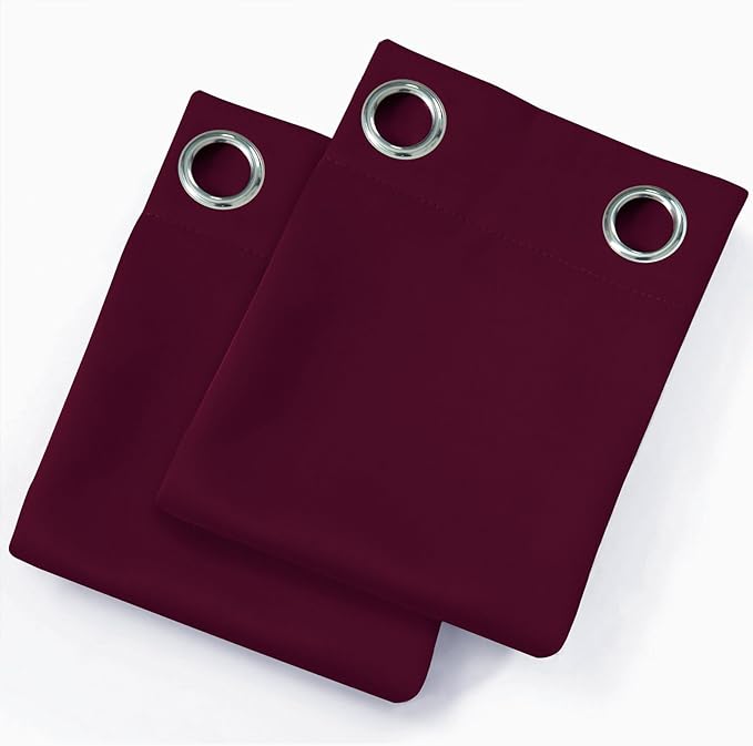 LEMOMO Blackout Curtains 52 x 90 Inch Long Burgundy Red Curtains Set of 2 Panels Room Darkening Curtains for Bedroom and Living Room