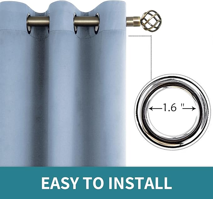 BGment Blackout Curtains for Living Room - Grommet Thermal Insulated Room Darkening Curtains for Bedroom, 2 Panels of 52 x 54 Inch, Spa Blue