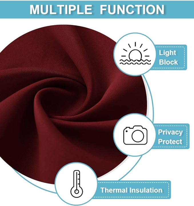 RYB HOME Blackout Curtains for Bedroom 84 inches Long 2 Panels Set, Privacy Thermal Insultaed Sunlignt Heat Blocking Drapes for Nursery Rental Room, Width 42 by Length 84, Burgundy Red