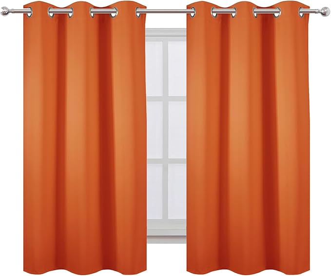 LEMOMO Orange Blackout Curtains 42 x 54 Inch Length Set of 2 Panels Grommet Bedroom Curtains for Living Room