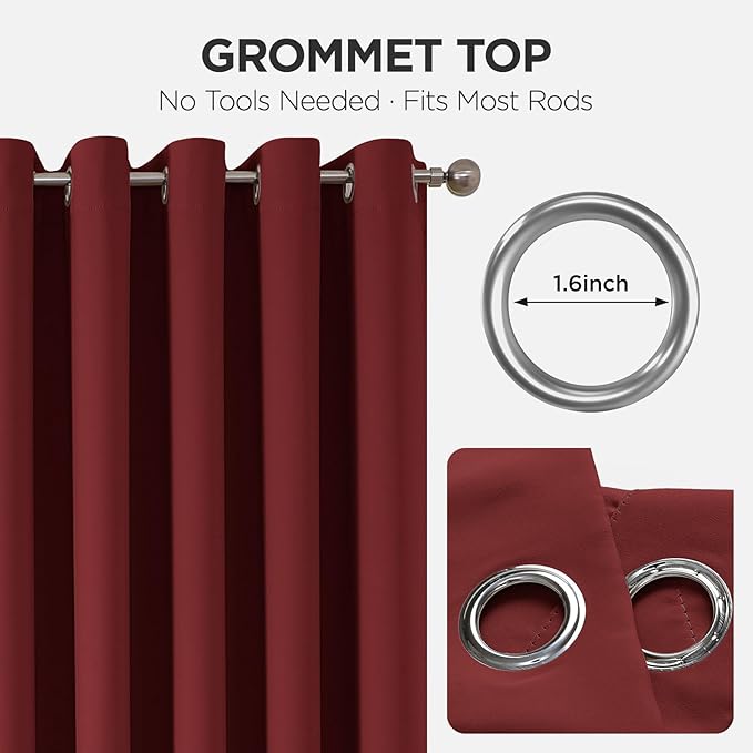 Joydeco Blackout Door Curtain for Doorway Privacy 78 Inches Long, Grommet Closet Curtain for Open Closet, Room Divider for Bedroom Living Room (Burgundy Red, 52Wx78L, 1 Panel)