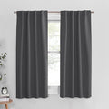 PONY DANCE Short Length Curtains for Kitchen, Solid Window Curtain Tiers for Bathroom Energy Saving Privacy Shade for RV Camper, 34x54 Inch, Grey, 2 Panels