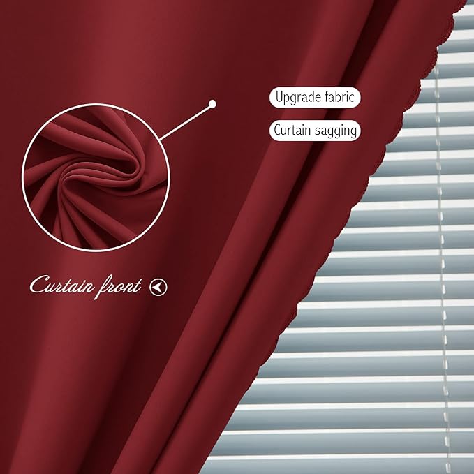 Self Adhesive Curtains, Stick Curtain Blackout Shades Window Cover Curtains for Living Room No Drilling, 59" W X 84" L, Burgundy, 1 Panel