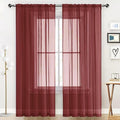 SpaceDresser Basic Rod Pocket Sheer Voile Window Curtain Panels Burgundy 1 Pair 2 Panels 52 Width 96 Inch Long for Kitchen Bedroom Children Living Room Yard(Burgundy,52 W x 96 L)