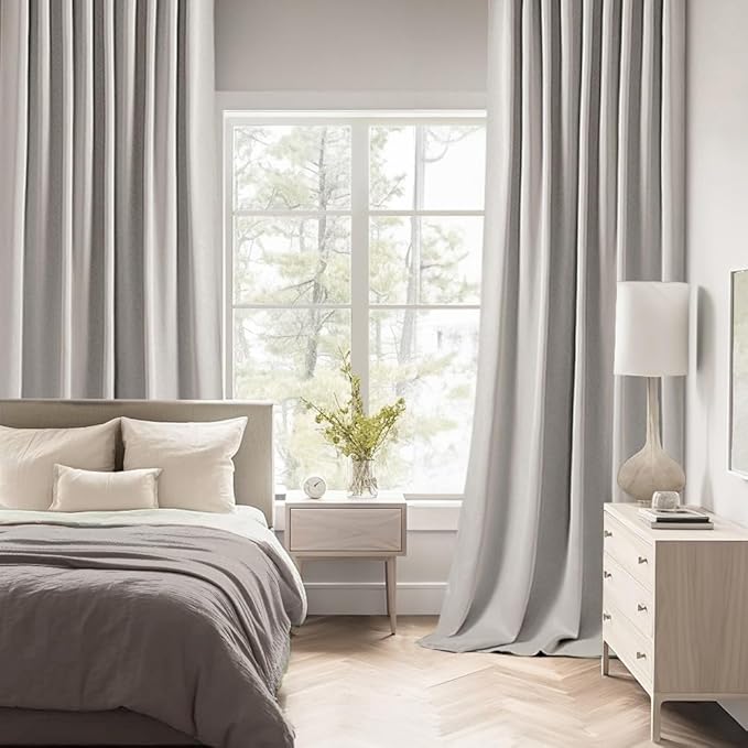 MIULEE Stone Back Tab Blackout Curtains 72 Inches Long 2 Panels Set for Living Room Bedroom Privacy, Rod Pocket/Pinch Pleat Thermal Insulated Room Darkening Pleated Light Blocking Drapes