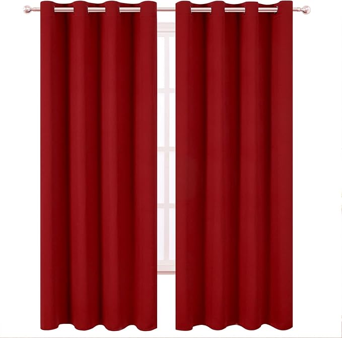 LEMOMO Blackout Curtains 52 x 120 Inch Long Red Curtains Set of 2 Panels Room Darkening Curtains for Bedroom and Living Room