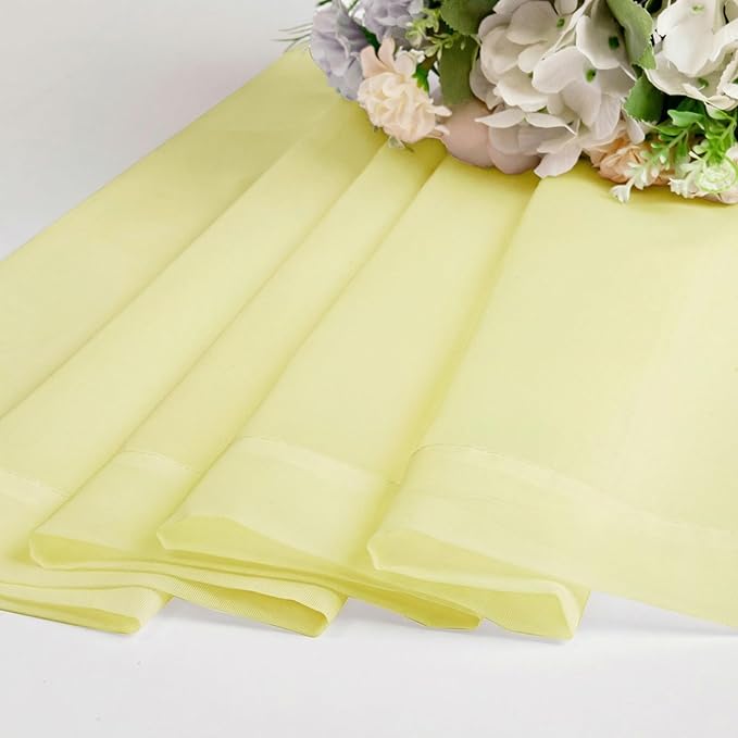 OWENIE Sheer Curtains 90 inches Long 2 Panels Set for Living Room/Bedroom, Rod Pocket Voile Sheer Panel Drapes, Airy Soft Fabric Window Treatments, 2pcs, Each 42" W x 90" L, Light Yellow