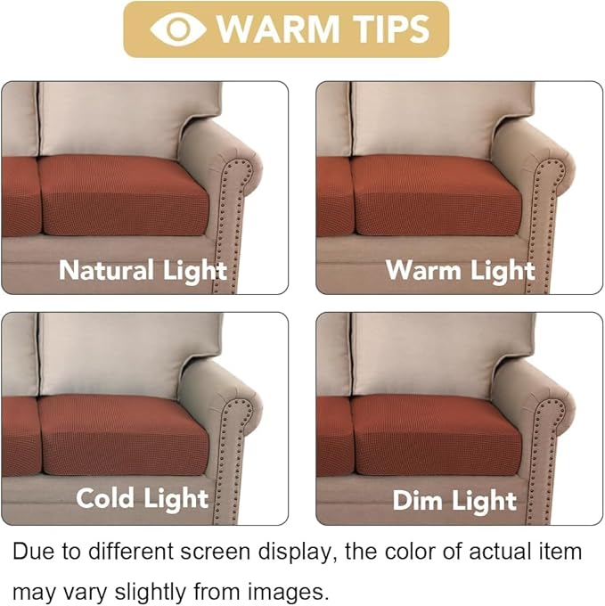 H.VERSAILTEX Stretch Couch Cushion Covers Individual Seat Sofa Chair Slipcovers Cushion Protector Cover Featuring Jacquard Textured Twill Fabric(1 Cushion Chair Cover, Rust)