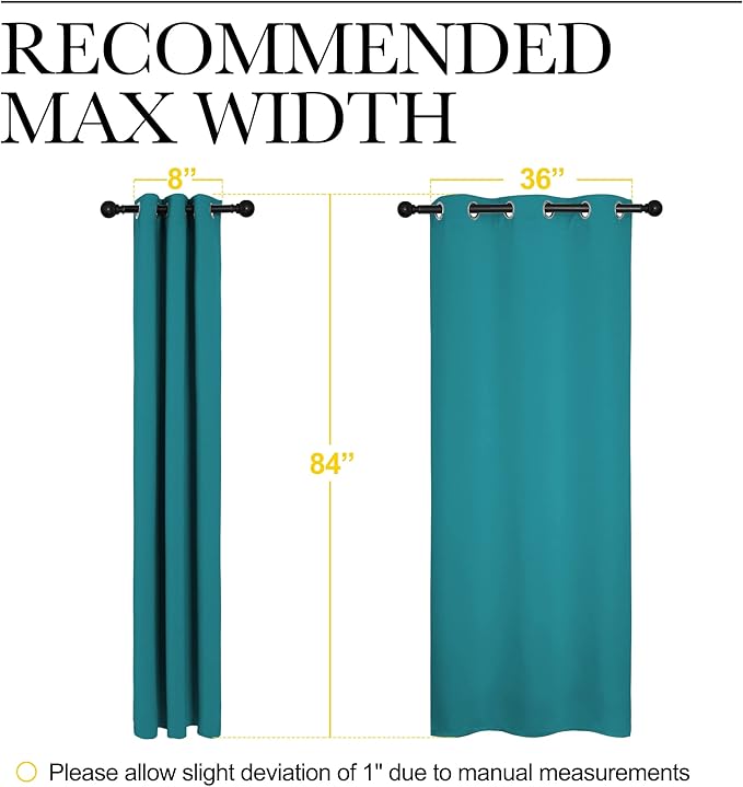 NICETOWN Room Darkening Curtains 84 inch Length 2 Panels, Thermal Insulated Grommet Blackout Curtains for Modern Casual Elegant Bedroom Kids Room Theme Decoration (Peacock Teal, 2 Pieces, W42)