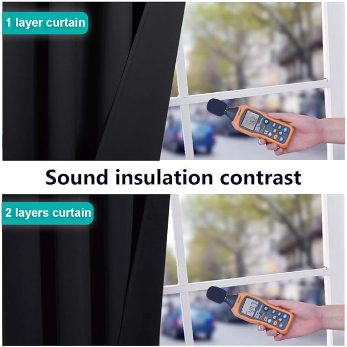 NICETOWN Extra Long Truly Blackout Drapes for Hall and Villa, 100% Blackout Window Curtain Panels with Black Lined for Night Shift Worker, 52-inch Width Each Panel, 108-inch Length, Black, 2 Pieces
