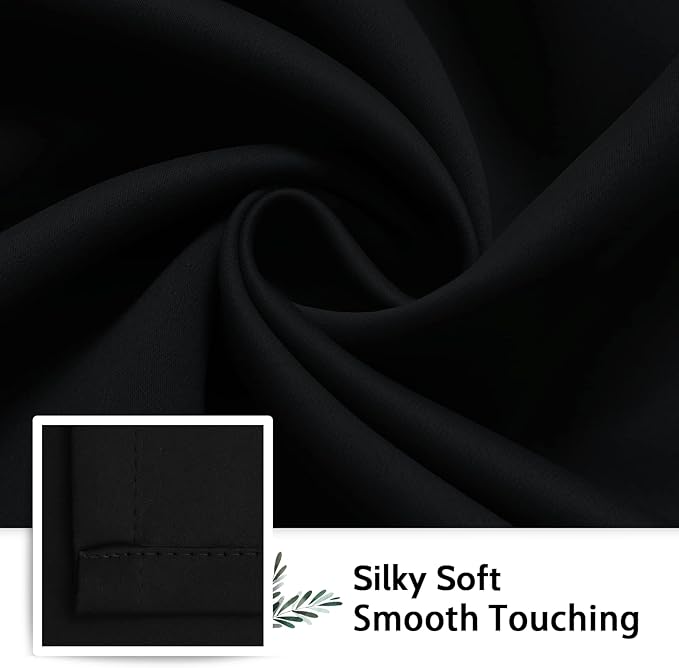 SimpleHome 100% Blackout Curtains for Bedroom,Thermal Insulated Black Grommet Window Drapes Room Darkening Curtains for Living Room with Black Back,38 x 63 Inch,2 Panels