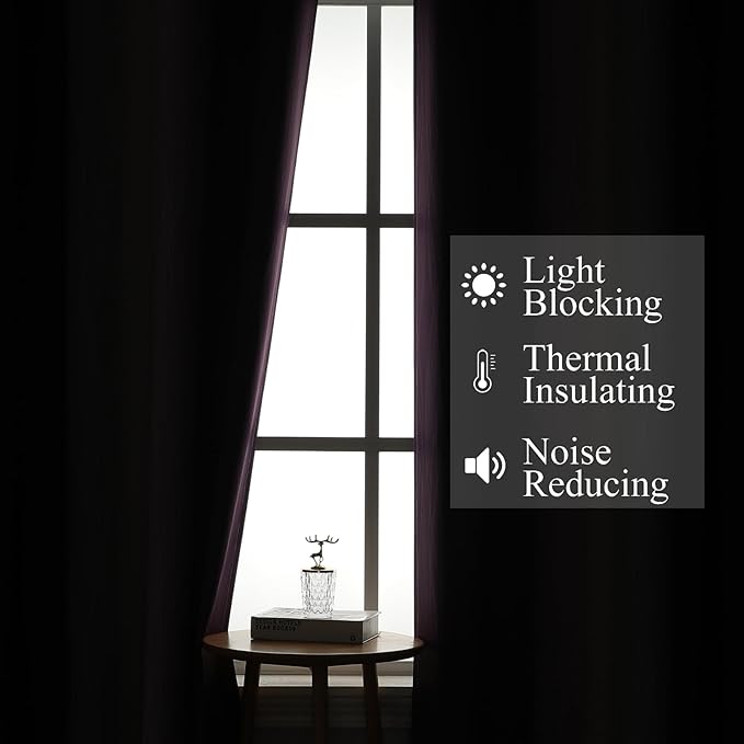 Estelar Textiler Purple and Black Ombre Blackout Curtains for Bedroom, Thermal Insulated Gradient Blackout Drapes, Full Room Darkening Energy Saving Curtains for Living Room, 52Wx84L, 2 Panels