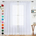 SpaceDresser Basic Rod Pocket Sheer Voile Window Curtain Panels White 1 Pair 2 Panels 70 Width 108 Inch Long for Kitchen Bedroom Children Living Room Yard(White,70 W x 108 L)