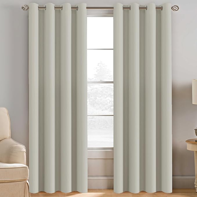 H.VERSAILTEX Light Blocking Curtain for Living Room Thermal Insulated Window Treatment Panel/Drape for Dining Room, Elegant Soft Curtain for Bedroom Grommet Top One Panel (Ivory - 52x90 Inches)